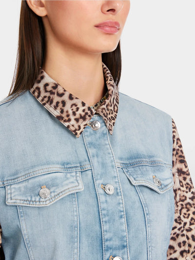 Marc Cain Denim and Leopard Rethink Together mix fabric jacket