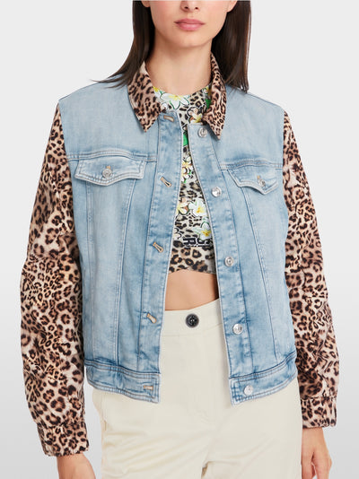 Marc Cain Denim and Leopard Rethink Together mix fabric jacket