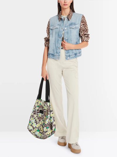 Marc Cain Denim and Leopard Rethink Together mix fabric jacket