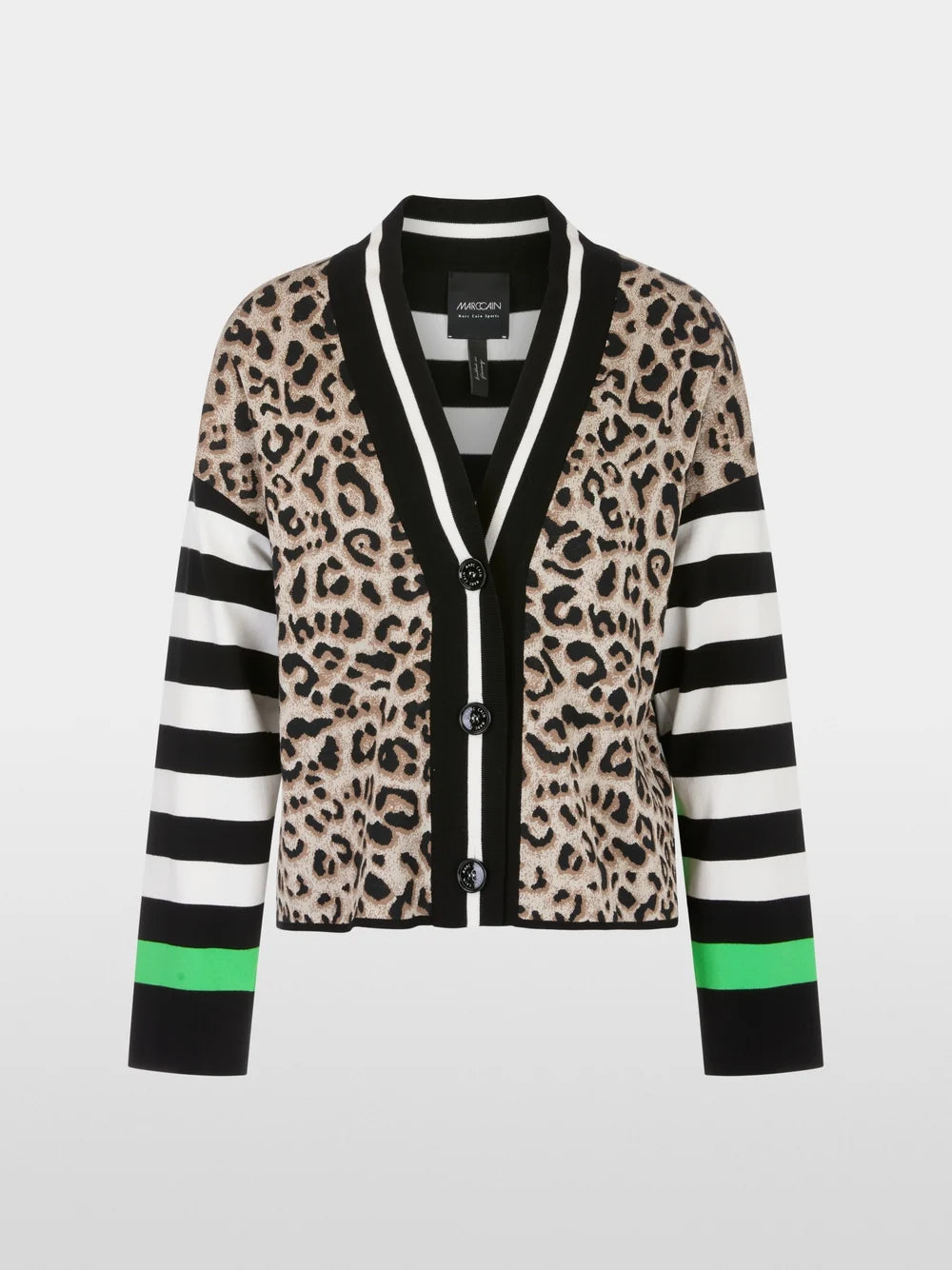 Marc Cain Stripes and Leopard Cardigan - knitted in Germany