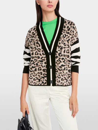 Marc Cain Stripes and Leopard Cardigan - knitted in Germany