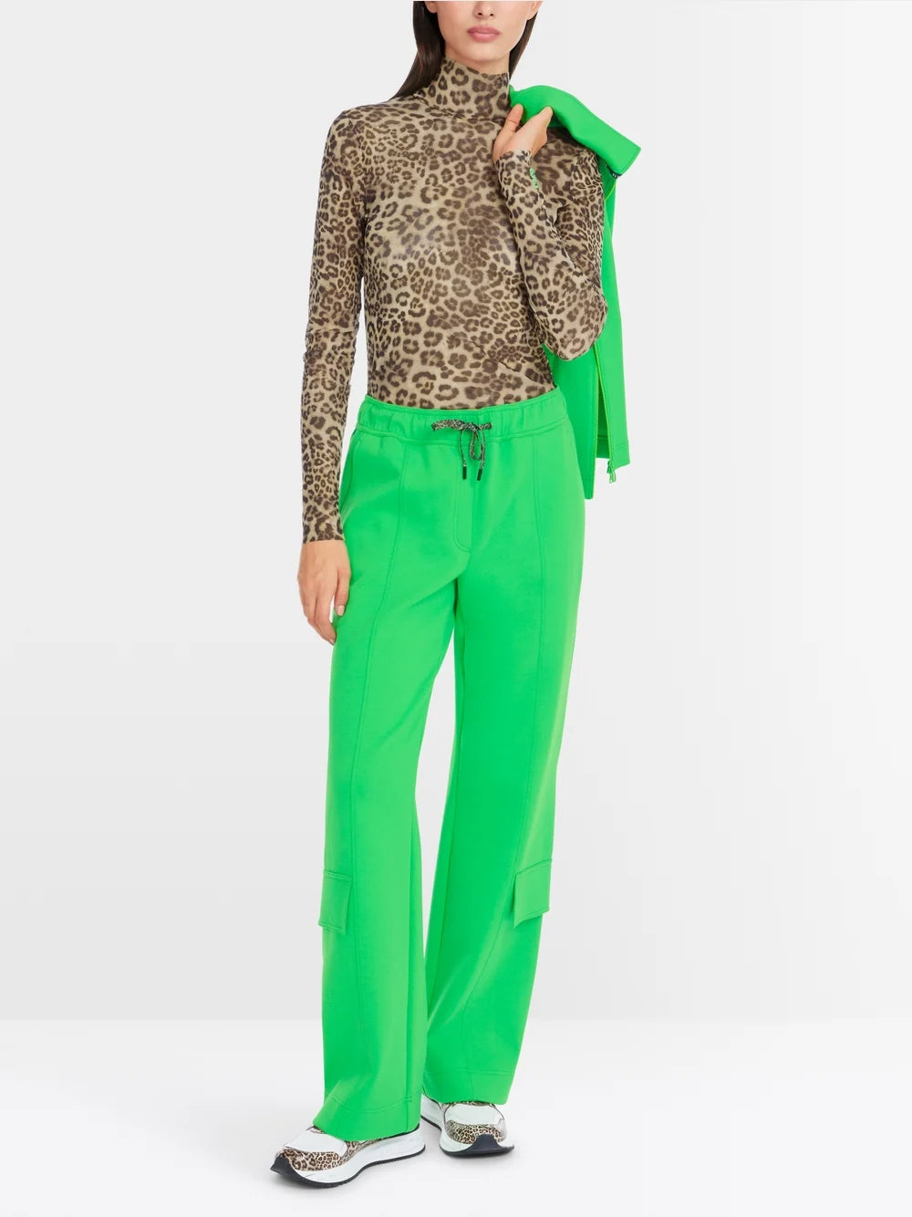 Marc Cain Leopard long sleeve top in mesh