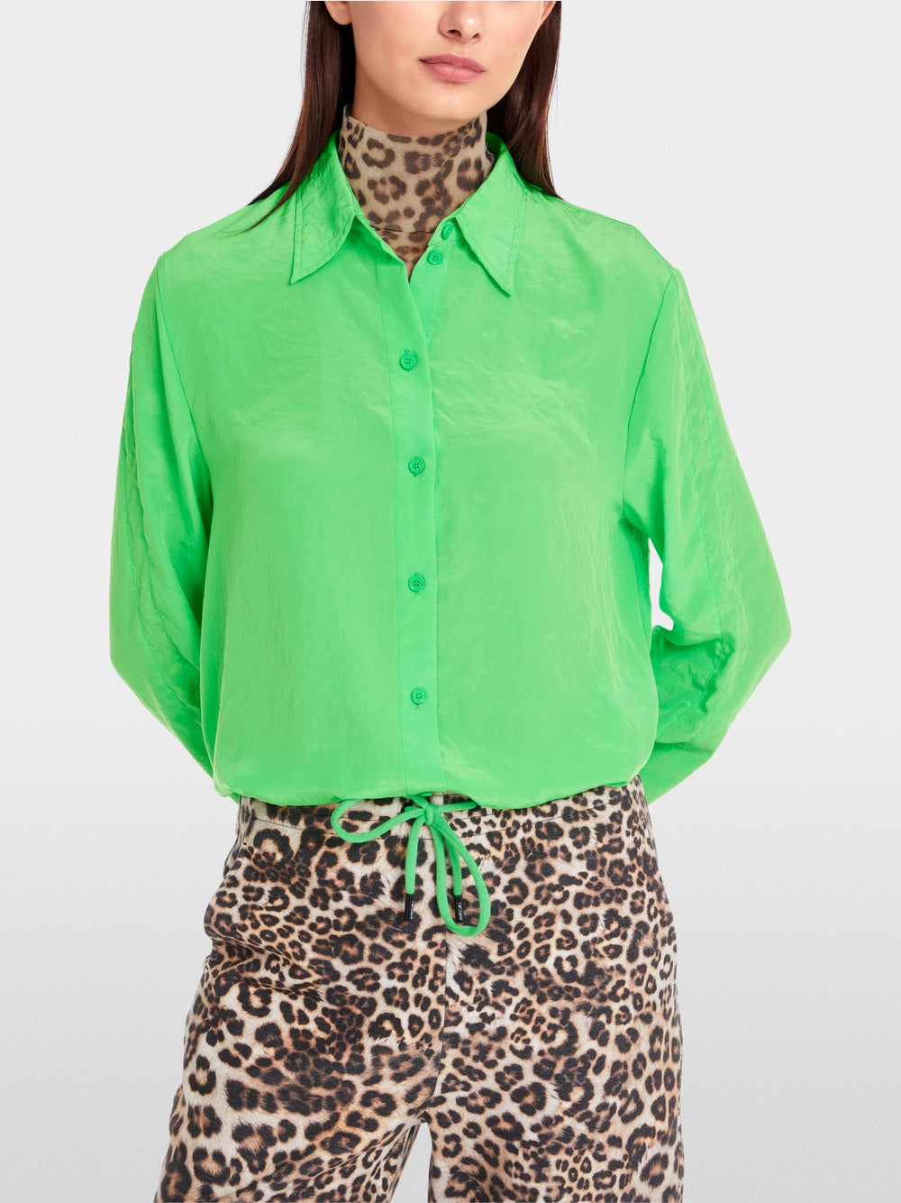 Marc Cain Dark Apple Green Light solid shirt blouse