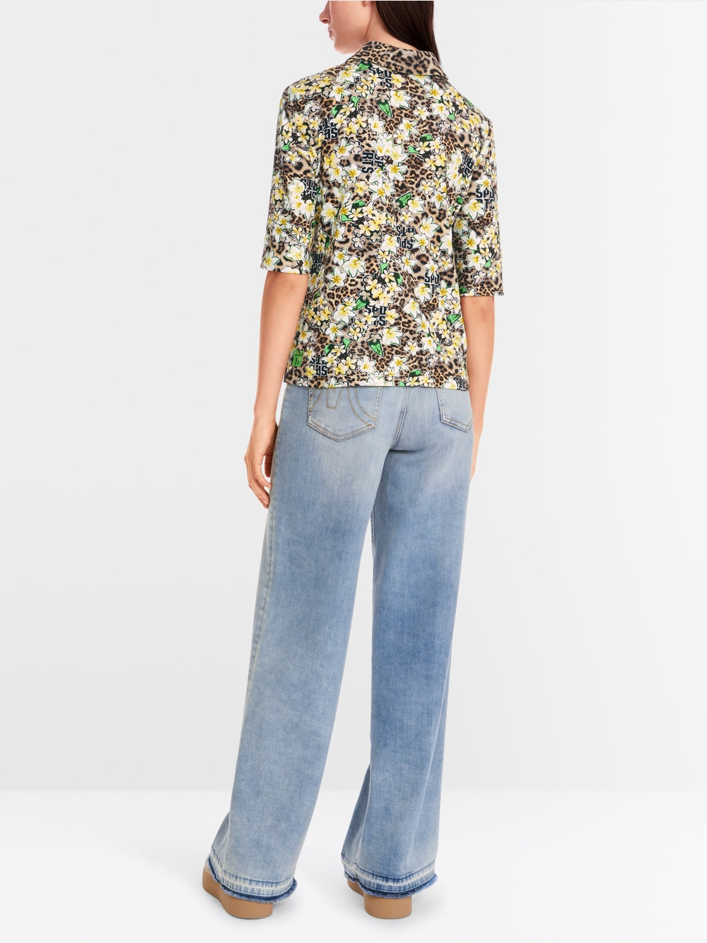 Marc Cain Polo shirt with all-over print Leopard Floral