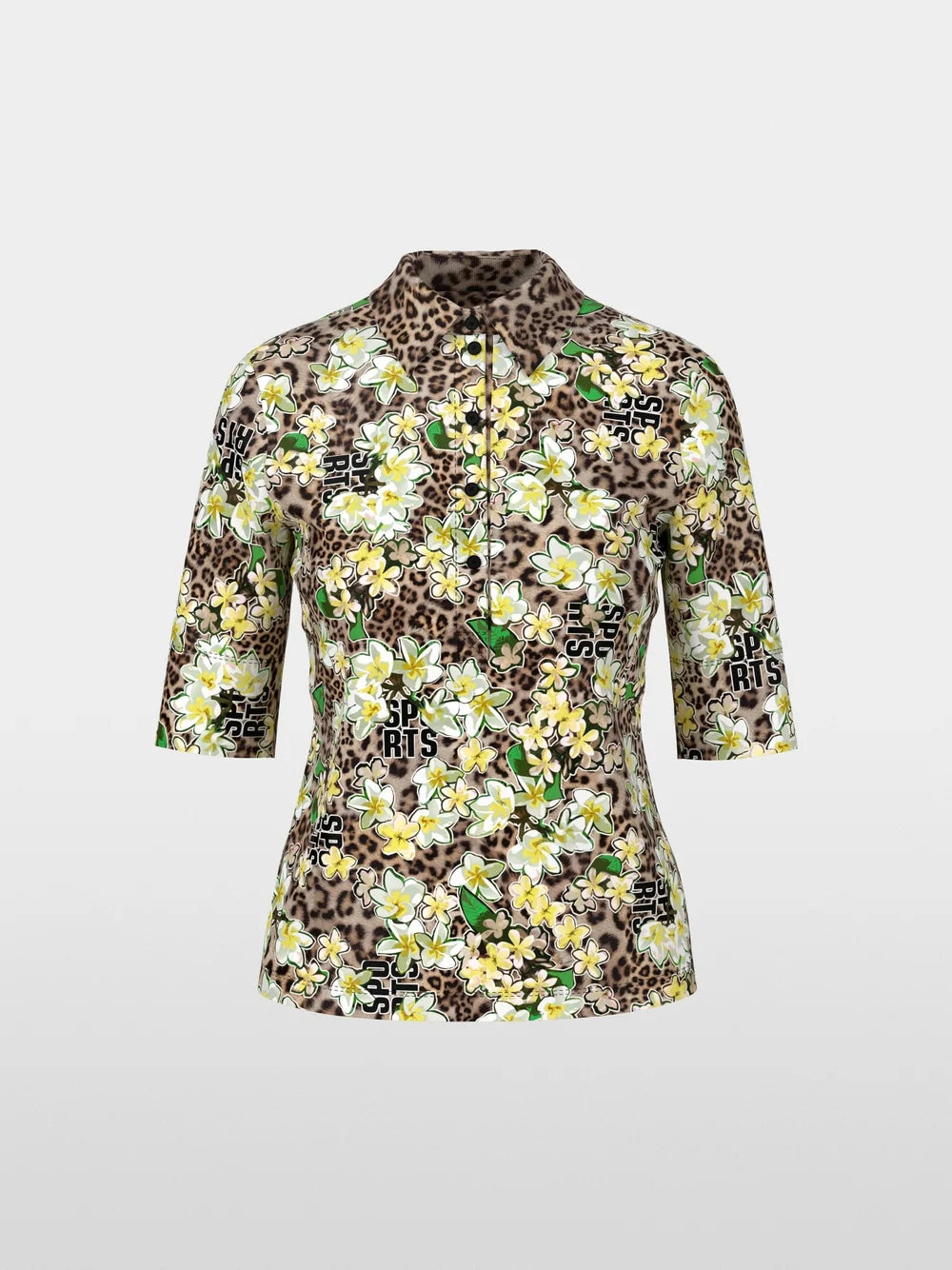 Marc Cain Polo shirt with all-over print Leopard Floral