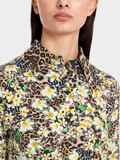 Marc Cain Polo shirt with all-over print Leopard Floral