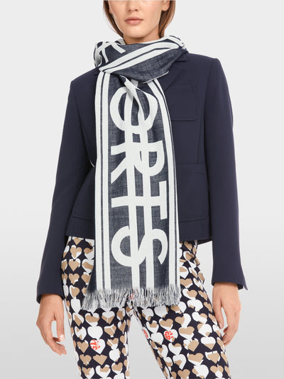 Marc Cain Navy Scarf with Marc Cain lettering