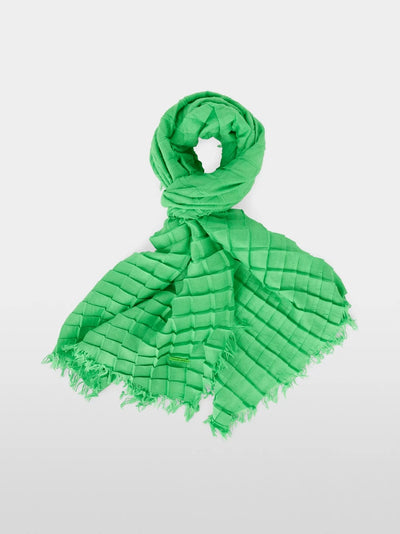 Marc Cain Deep Apple Green Voluminous scarf with pleated check