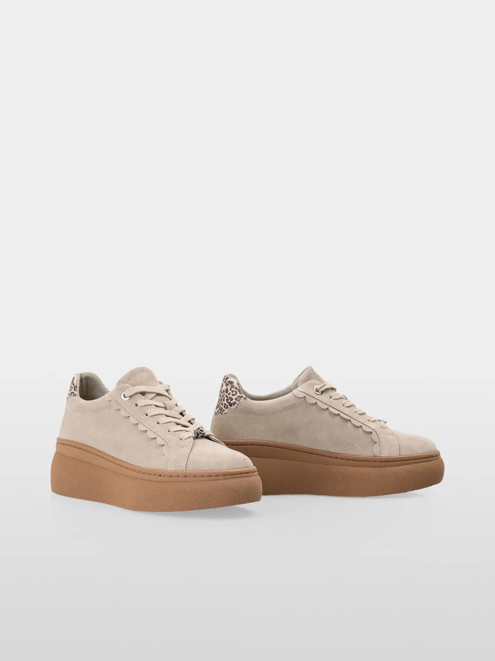 Marc Cain Soft Stone Suede Sneakers with platform sole