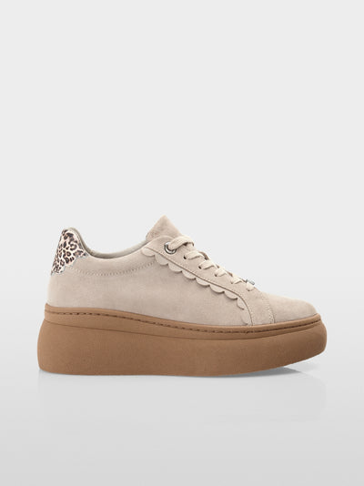 Marc Cain Soft Stone Suede Sneakers with platform sole