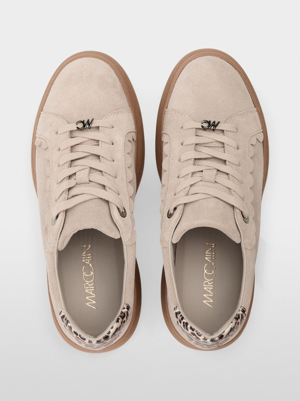 Marc Cain Soft Stone Suede Sneakers with platform sole