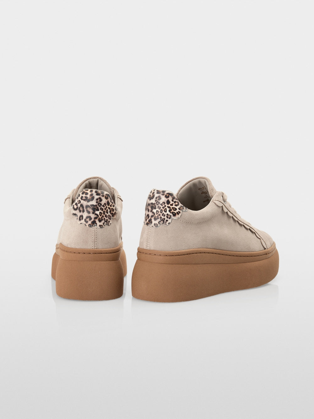 Marc Cain Soft Stone Suede Sneakers with platform sole