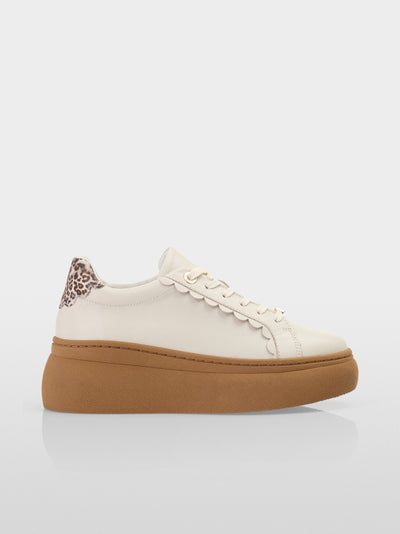 Marc Cain Off White Suede Sneakers with platform sole