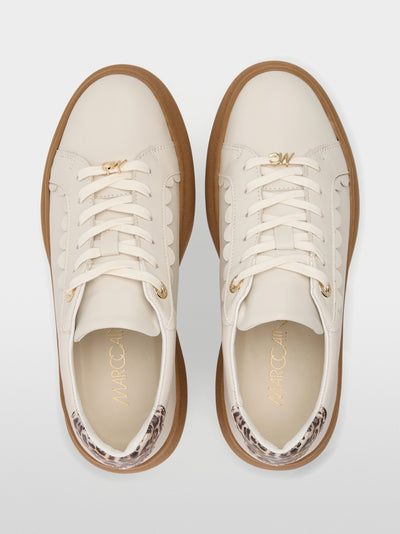 Marc Cain Off White Suede Sneakers with platform sole