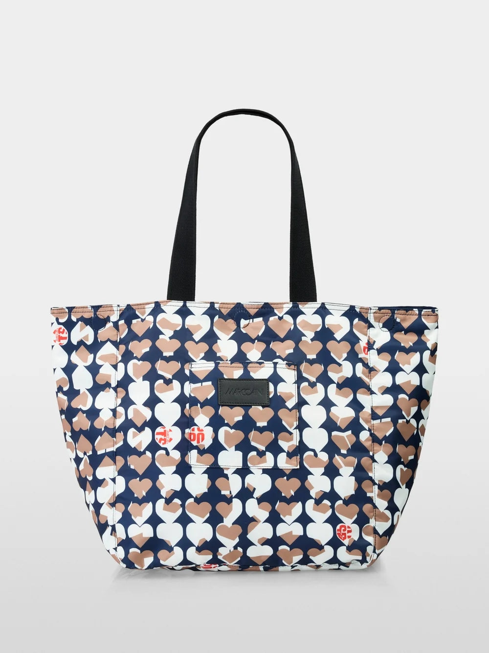 Marc Cain Navy Hearts Shopper bag with all-over print