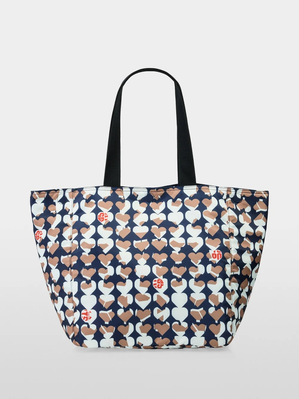 Marc Cain Navy Hearts Shopper bag with all-over print