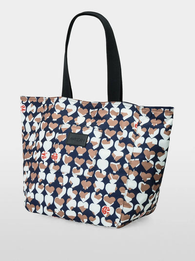 Marc Cain Navy Hearts Shopper bag with all-over print