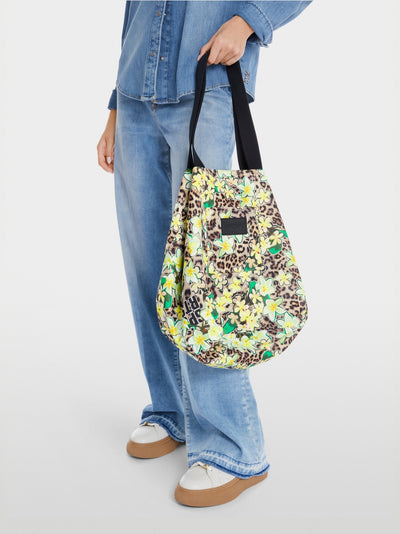 Marc Cain Leopard Floral Shopper bag with all-over print