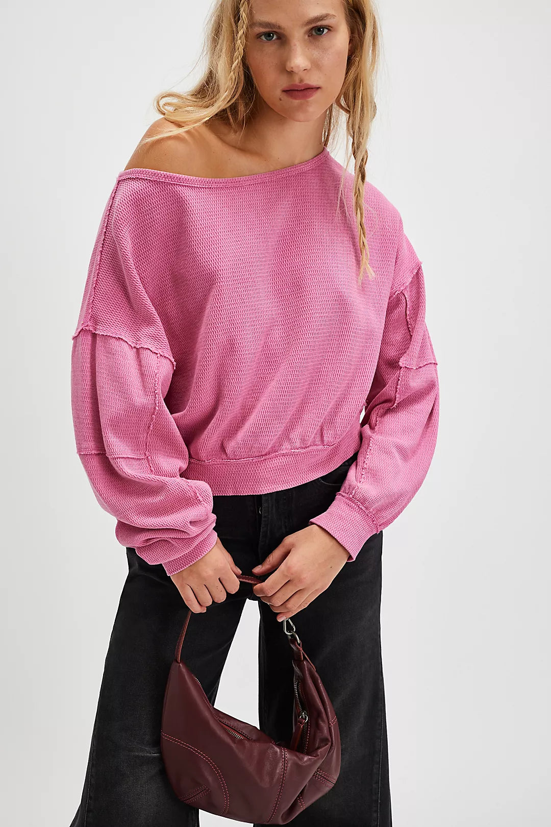 Free People We The Free Ife Pullover Sweatshirt Pink