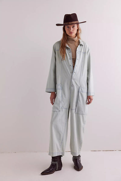 Free People We The Free Margarita Denim Jumpsuit